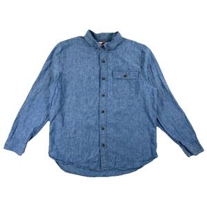 Best Made Co Linen Cotton‎ Button Down Shirt Men's Large Blue Single Pocket